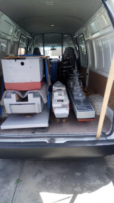 my van loaded up with SAIPAN, CALIFORNIA, JOHN PAUL JONES and SHARK (up front of California)