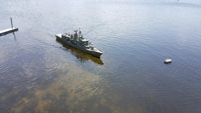 HMAS Toowoomba with a poppy