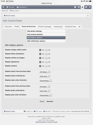 Control Panel screen shot.