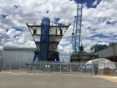 Brisbane's Bow and rear of her foward superstructure