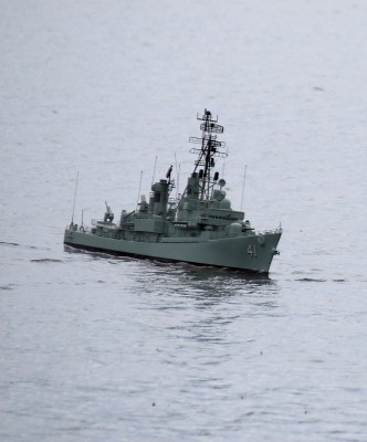 HMAS Brisbane in a stiff breeze